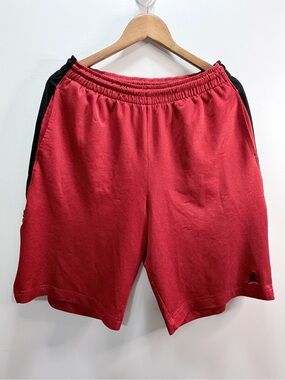 Air Jordan Men's Red Athletic Shorts with Black Trim Size M